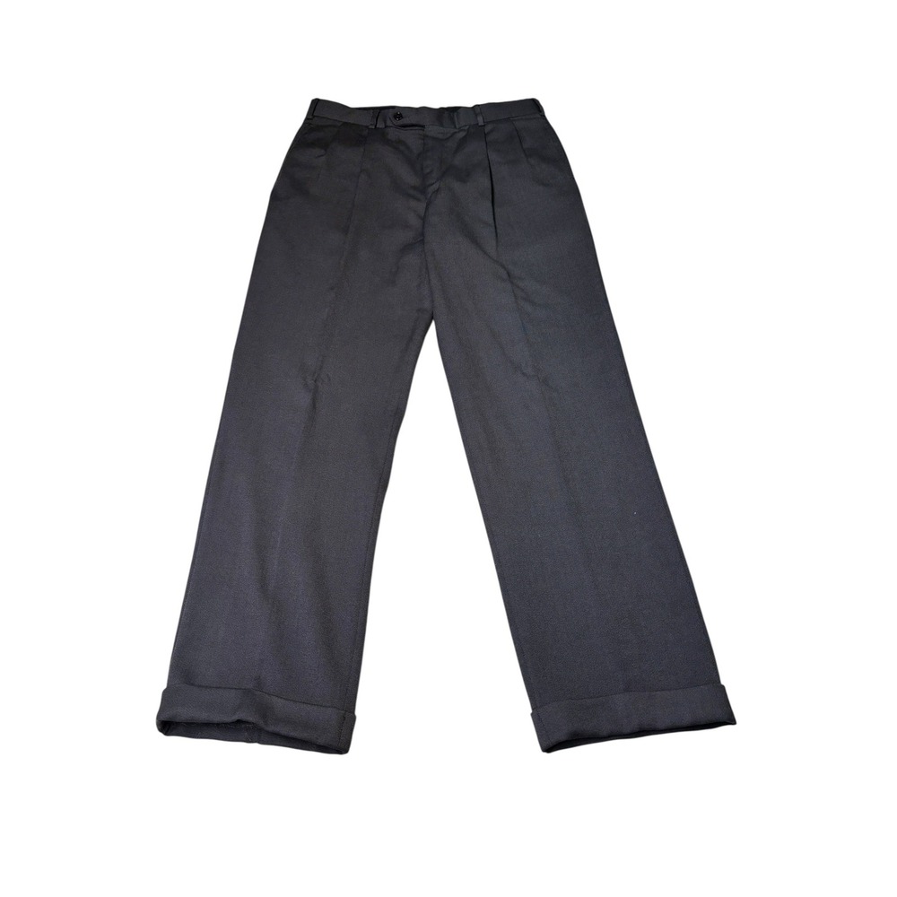 Brooks Brothers 346 Mens 35x32 Wool Pleated Cuffed Dress Pants Charcoal Grey